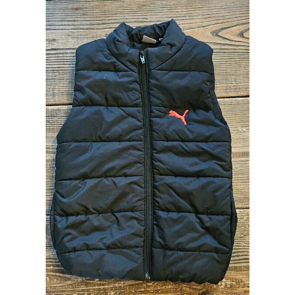 Puma Puffer‎ Vest Boys 5/6 XS Black Full Zip Lightweight Packable Winter Jacket